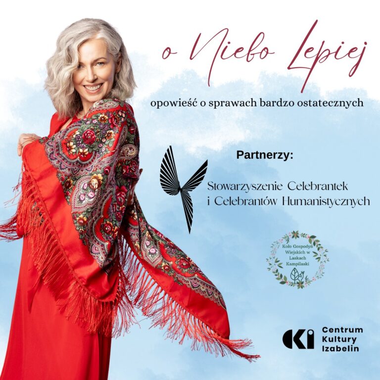 Emilia Mandes na plakacie spektaklu „O niebo lepiej”