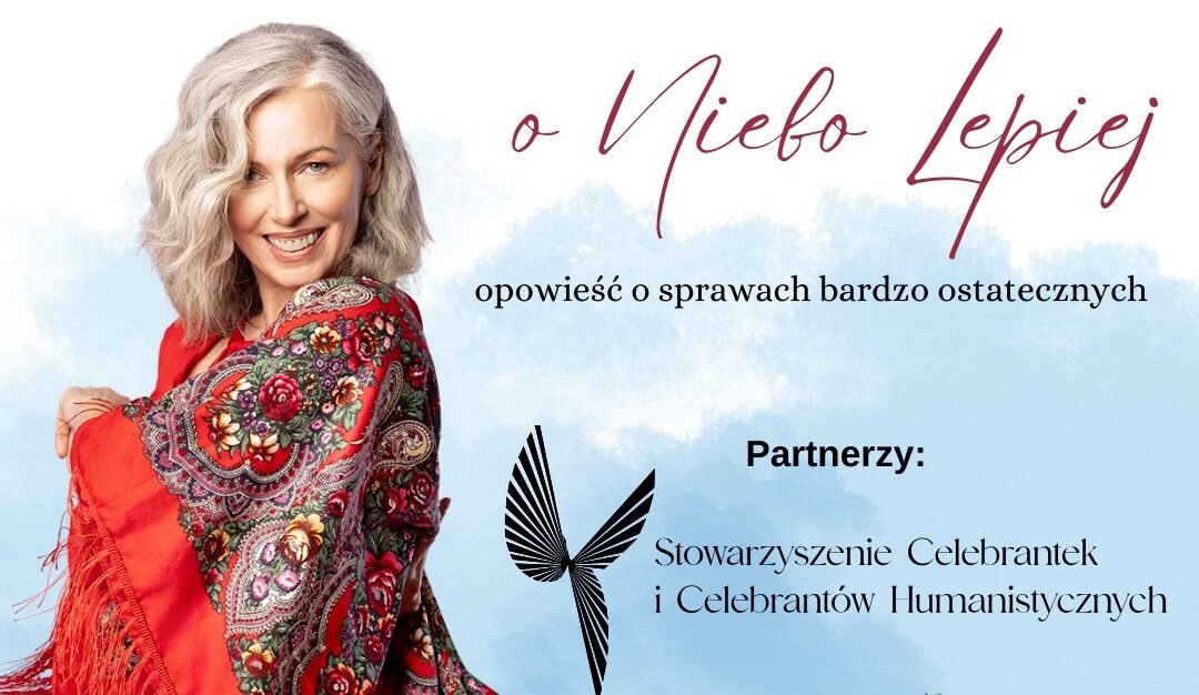 Emilia Mandes na plakacie spektaklu „O niebo lepiej”